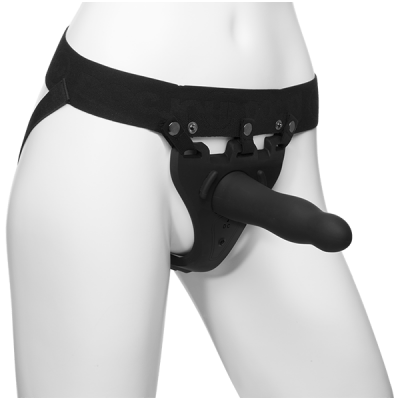 Doc Johnson Body Extensions Be Aroused Hollow Strap On System with with Vibrations Remote Control