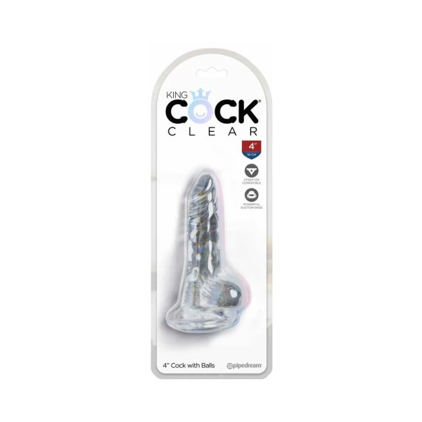 King Cock Clear 4in Cock With Balls — image 14 of 14