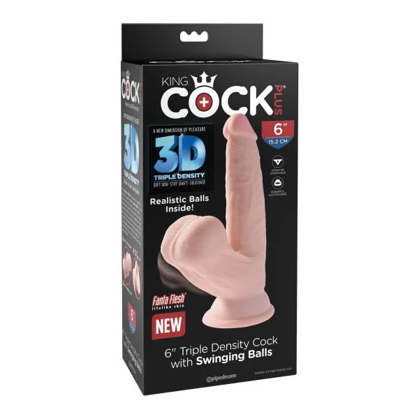 6 Inch Triple Density Cock With Swinging Balls