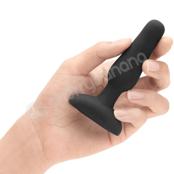 B-vibe Novice Plug Black 4" Vibrating R/C Butt Plug With Travel Case