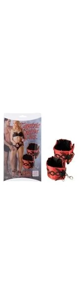 Tantric Satin Ties Ankle Cuffs Red with Black