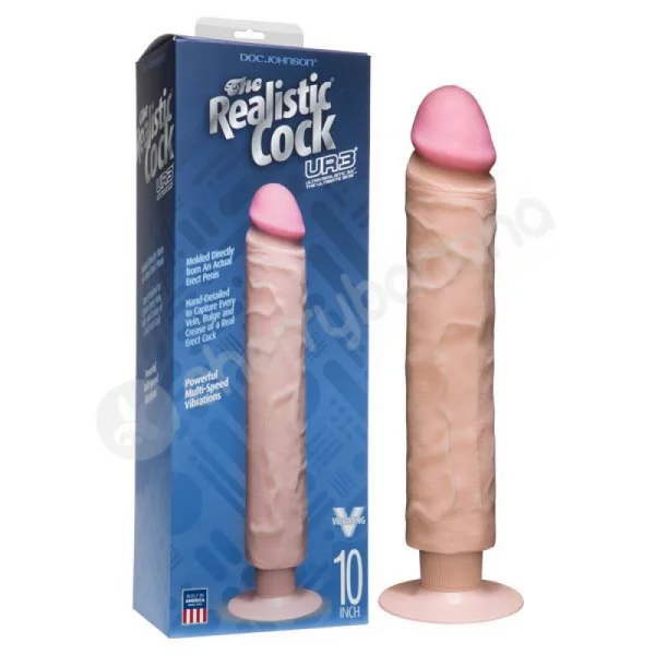 The Realistic Cock Flesh 10" Vibrating Dildo Without Balls