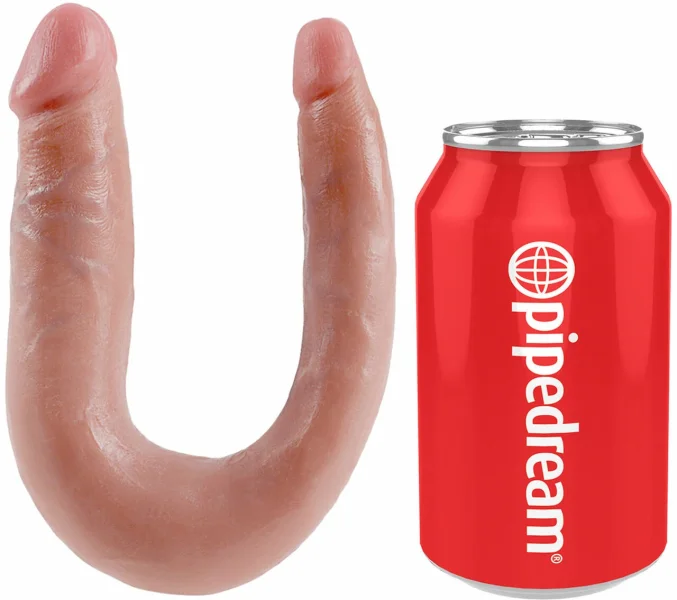 King Cock U-Shaped Medium Double Trouble Dildo - Vanilla