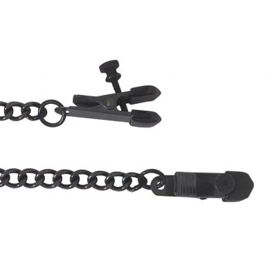 Black Adjustable Broad Tip Clamp with Chain Black