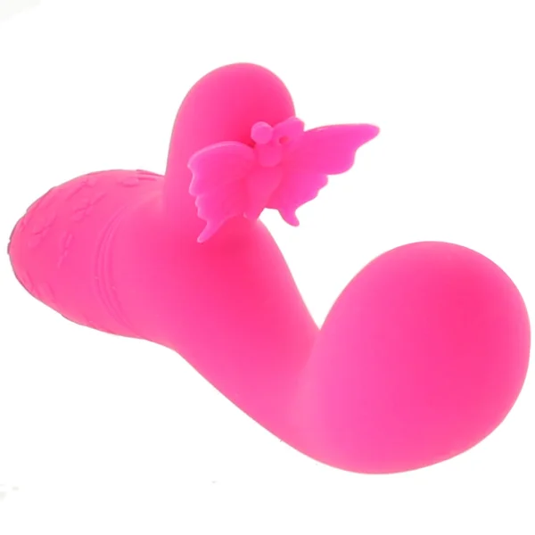 Rechargeable Butterfly Kiss Silicone Flutter Dual Stimulation Vibrator By CalExotics - Pink