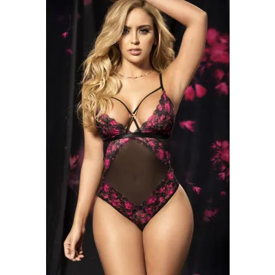 Mapale by Espiral Midnight Bloom Floral Print Lace Teddy