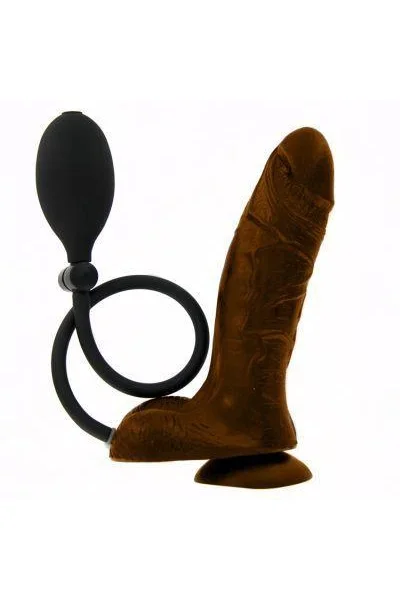 Inflatable Suction Cup 7 inches Dildo Brown — image 6 of 6