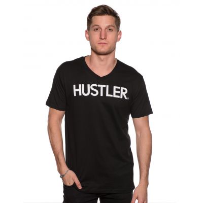 Men s Black Classic V Neck Shirt by Hustler