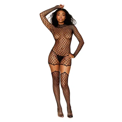Bodystocking Garter Dress One Size Black