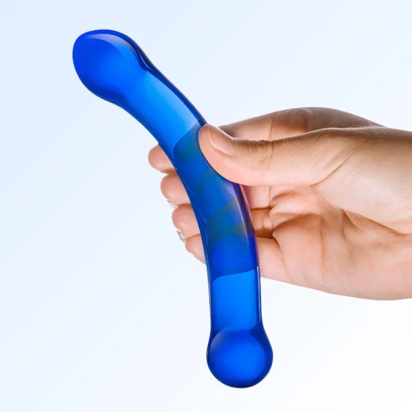 Glas 6 inches Curved Glass G-Spot Dildo Blue