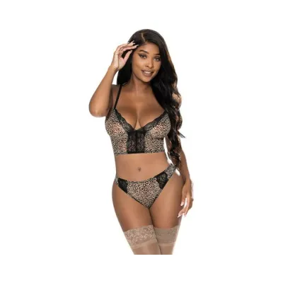 Magic Silk Purrrfect Bra Hipster Panty Leopard L xl