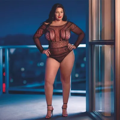 Scandal Off The Shoulder Mesh Lace Bodysuit