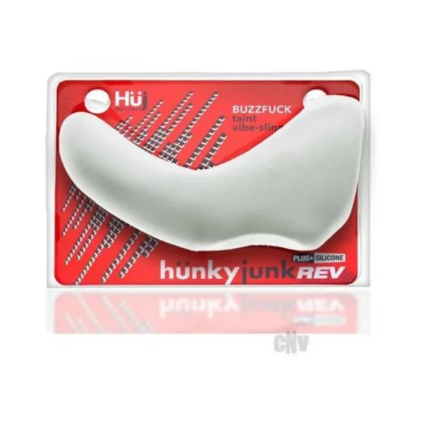 Extreme Bondage Gear: Hunkyjunk Buzzfuck Cock & Ball Sling With Taint Vibrator White Ice