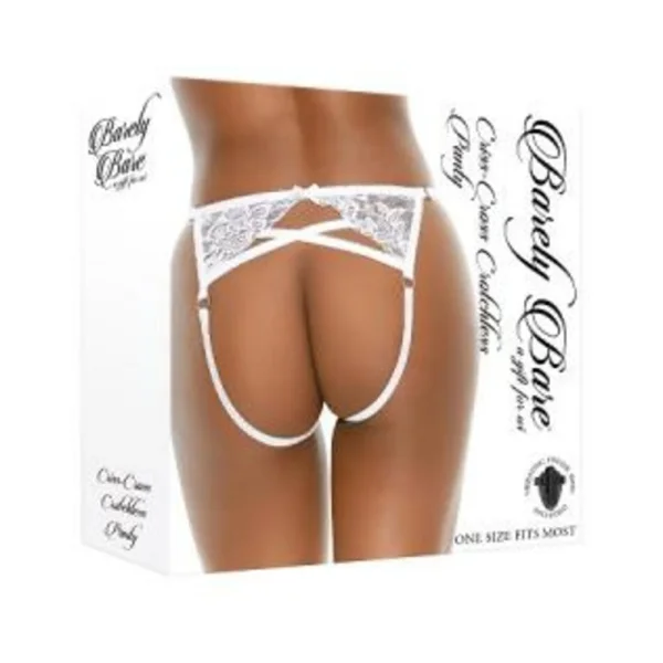 Barely Bare Criss-cross Crotchless Panty White O/s — image 4 of 9