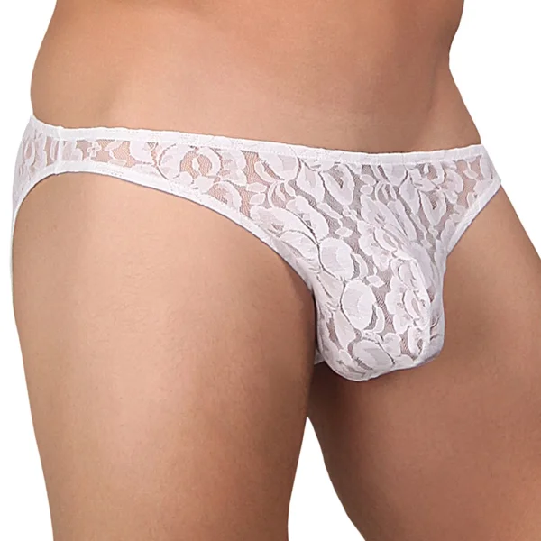 Male Power Stretch Lace Wonder Bikini White Small