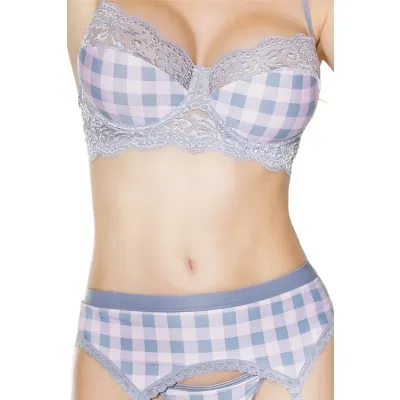 Check You Later Bra with Garter Belt G String By Coquette