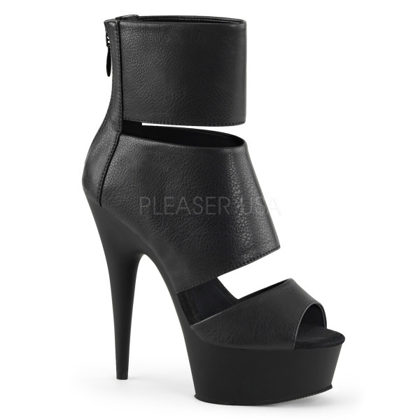 6 inches Heel, 1 3/4 inches PF Peep Toe Sandal Bootie, Back Zip