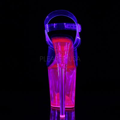 8 inches Heel 4 inches UV Reactive Tinted PF Ankle Strap Sandal
