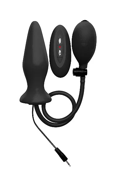Inflatable Vibrating Silicone Plug - Black