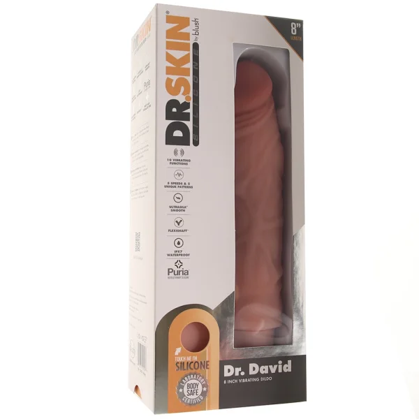 Dr. Skin Silicone Dr. David Waterproof Vibrating 8" Dildo By Blush - Vanilla