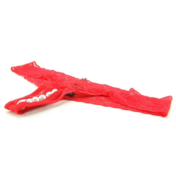 Hustler Clit Stim Thong Red with White M/L