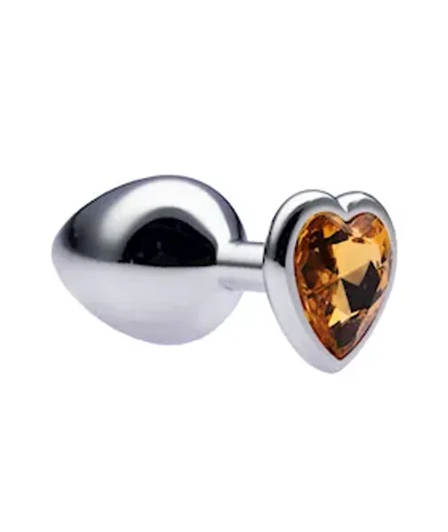 Kink Range Alloy Love Heart Gemmed Butt Plug - 3.2 Inch - Yellow - Medium — image 4 of 6
