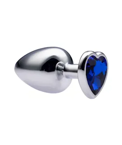 Kink Range Alloy Love Heart Gemmed Butt Plug - 3.7 Inch - Blue - Large — image 4 of 6