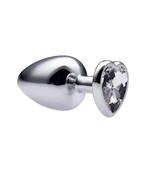 Kink Range Alloy Love Heart Gemmed Butt Plug - 3.7 Inch - White - Large — image 4 of 6