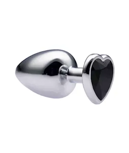 Kink Range Alloy Love Heart Gemmed Butt Plug - 3.7 Inch - Black - Large — image 4 of 6