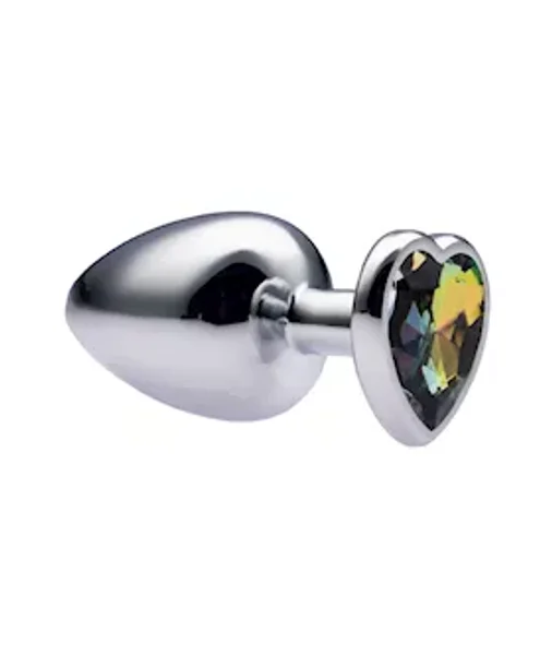 Kink Range Alloy Love Heart Gemmed Butt Plug - 3.7 Inch - Rainbow - Large — image 4 of 6