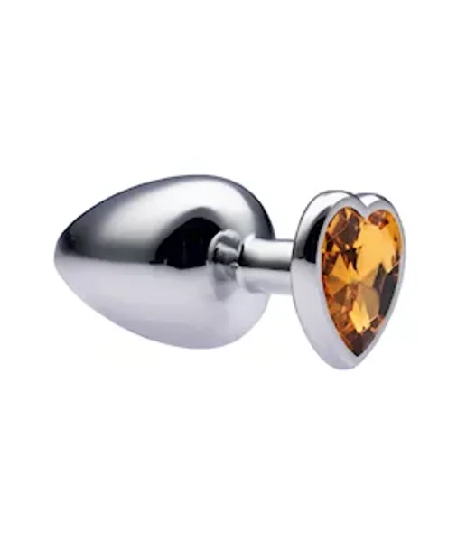 Kink Range Alloy Love Heart Gemmed Butt Plug - 3.7 Inch - Yellow - Large — image 4 of 6