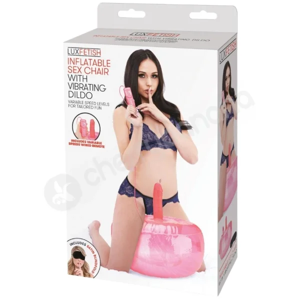 Lux Fetish Inflatable Pink Sex Chair With Vibrating Dildo