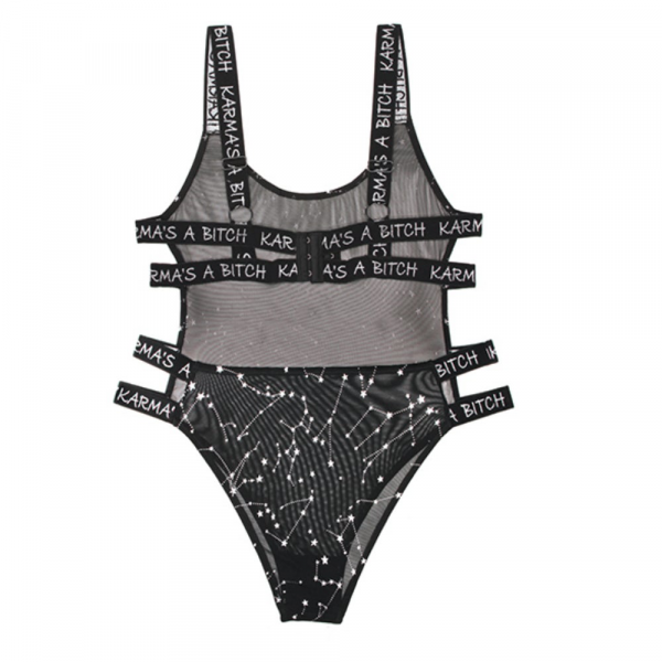 Vibes Karma's a Bitch Bodysuit Black