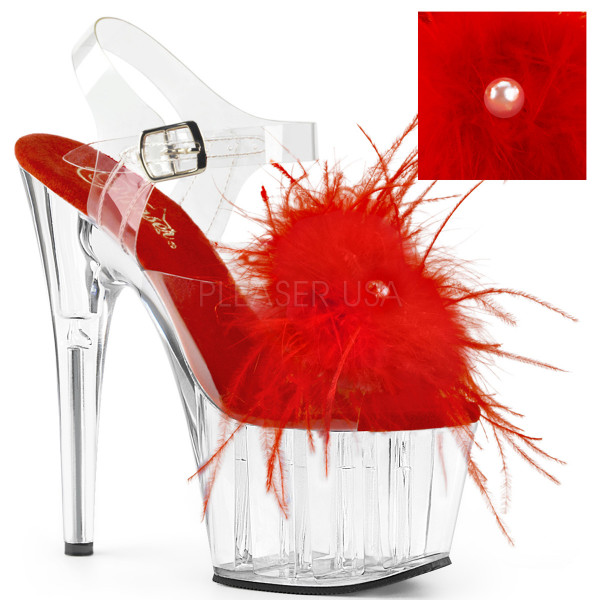 7 inches Heel, 2 3/4 inches PF Ankle Strap Sandal w/ Feather Pearl — image 5 of 12