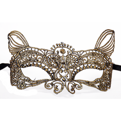 Gold Feline Masquerade Lace Eye Mask