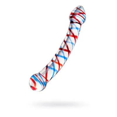 Sexus Glass Dildo Curved Blue Red 20 cm