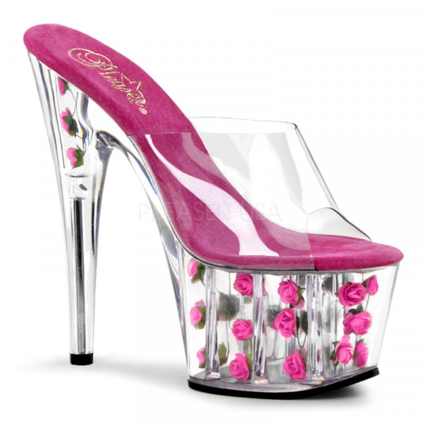 ADORE-701FL - 7" Stiletto Heel Flower Filled PF Slide