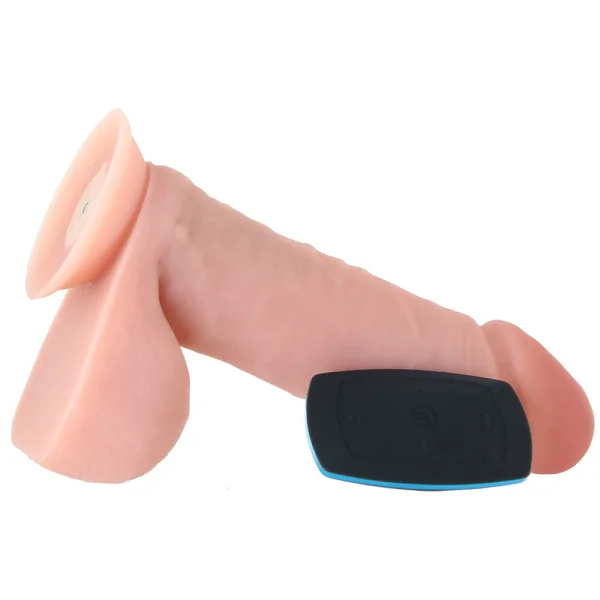 Dr. Skin Dr. Beckham 7" Thumping Silicone Suction Cup Dildo With Balls & Remote By Blush - Vanilla