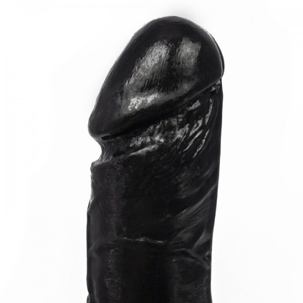 Blow My Mind Black Cock and Balls Strap-On - 7 Inch