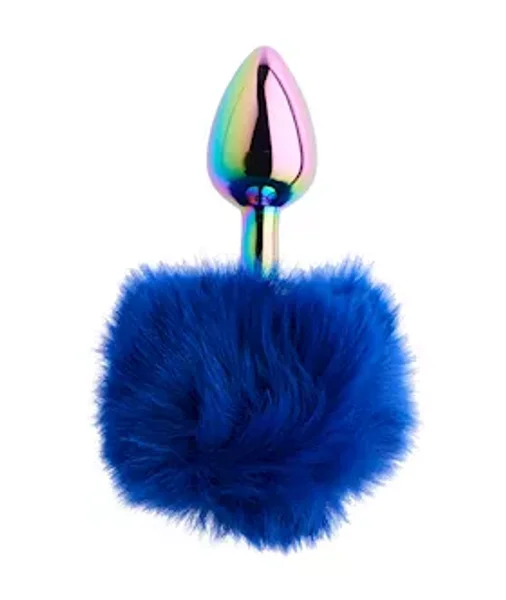 Kinki Rainbow Rabbit Tail Plug - 5.9 Inch - Deep Blue - Small — image 2 of 2
