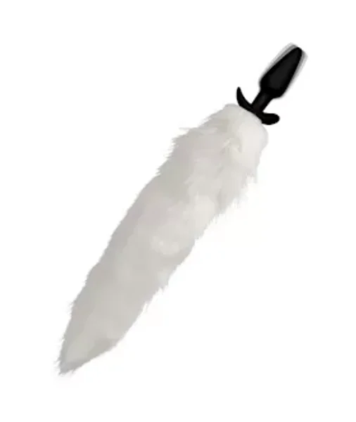 Tailz Vibrating White Fox Tail Slender Anal Plug - 18 Inch - White - 18 Inch — image 5 of 6