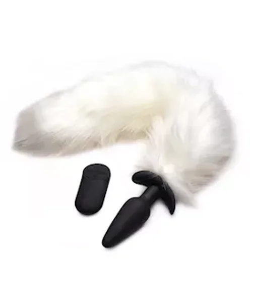 Tailz Vibrating White Fox Tail Slender Anal Plug - 18 Inch - White - 18 Inch — image 4 of 6