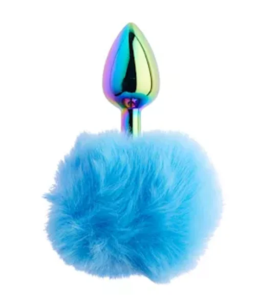 Kinki Rainbow Rabbit Tail Plug - 5.9 Inch - Light Blue - Small — image 2 of 2