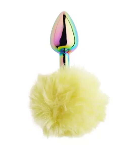 Kinki Rainbow Rabbit Tail Plug - 5.9 Inch - Yellow - Small — image 2 of 2