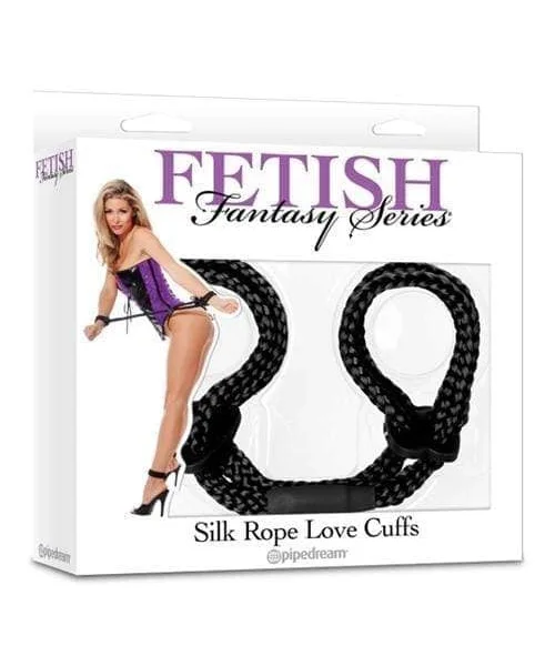 Fetish Fantasy Series Silk Rope Love Cuffs - Black