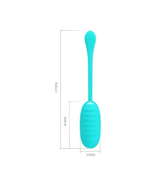 Kirk Liquid Silicone Remote Egg Vibrator - 7.7 Inch - Turquoise - 7.7 Inch