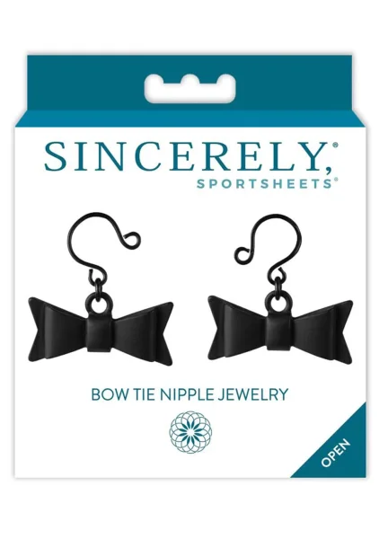 Sincerely Bow Tie Nipple Jewelry By Sportsheets - Black
