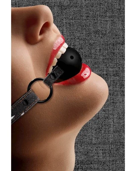 Breathable Ball Gag - With Roughened Denim Straps