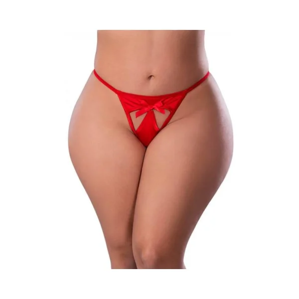 Women's Lingerie: Magic Silk Holidaze Pull Open G-string Red Queen Size