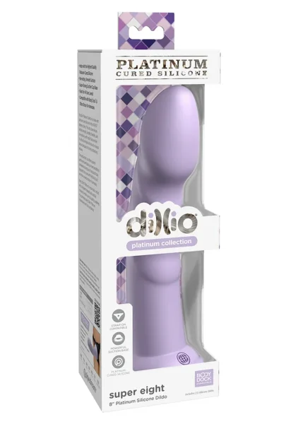 Dillio Platinum Super Eight Silicone 8" Suction Cup Dildo - Lavender